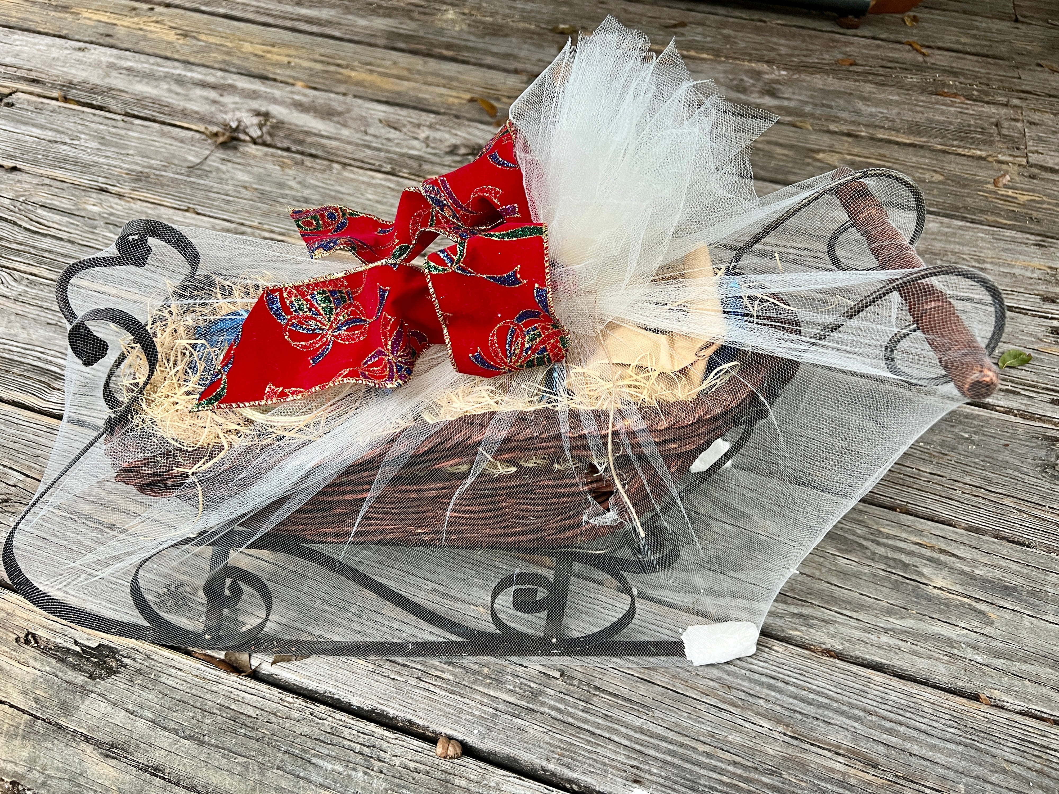 Wine Just Add Some Cheese Large Wicker Sleigh Gift Basket