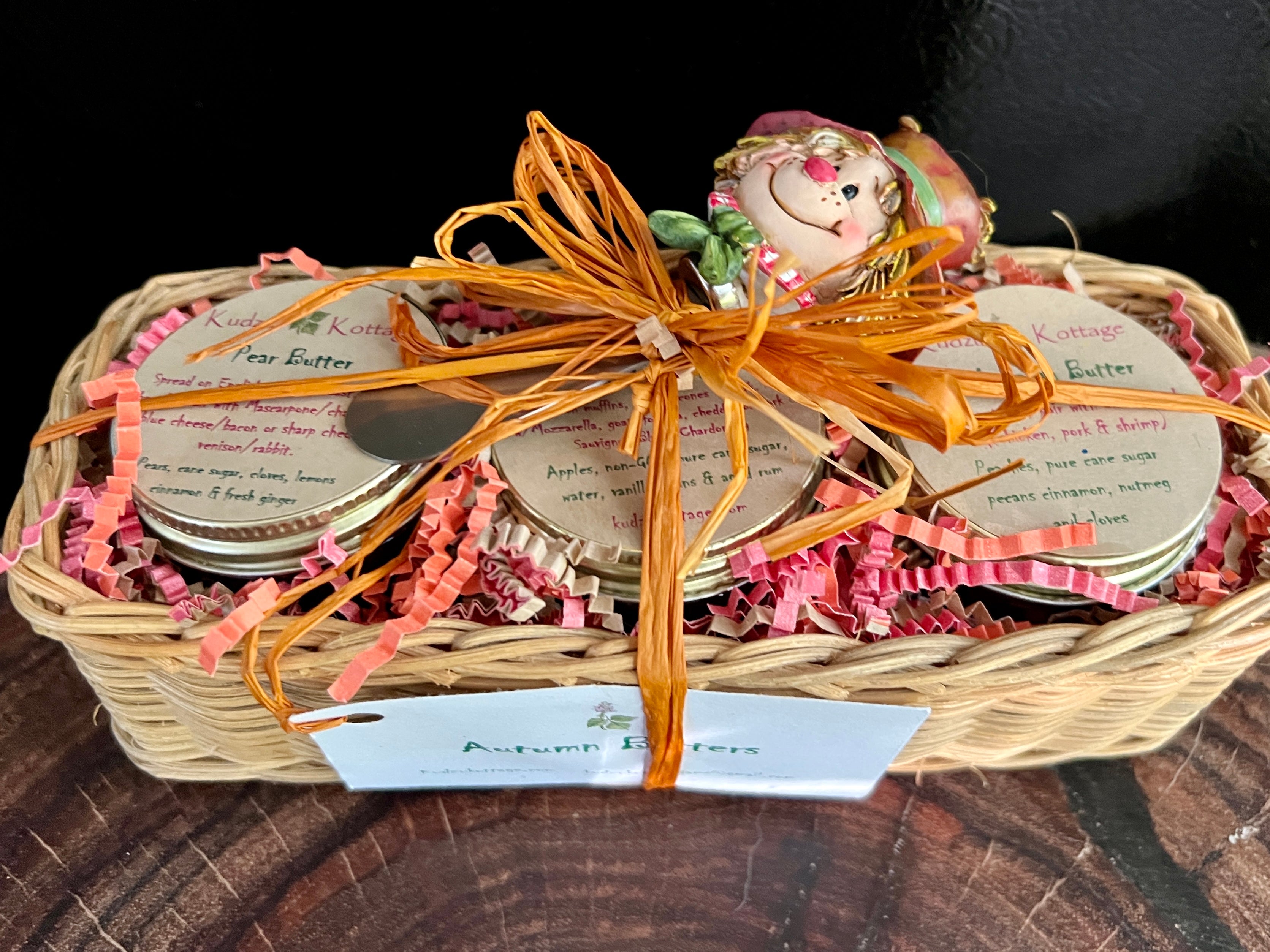 Autumn Butters scarecrow Gift Basket
