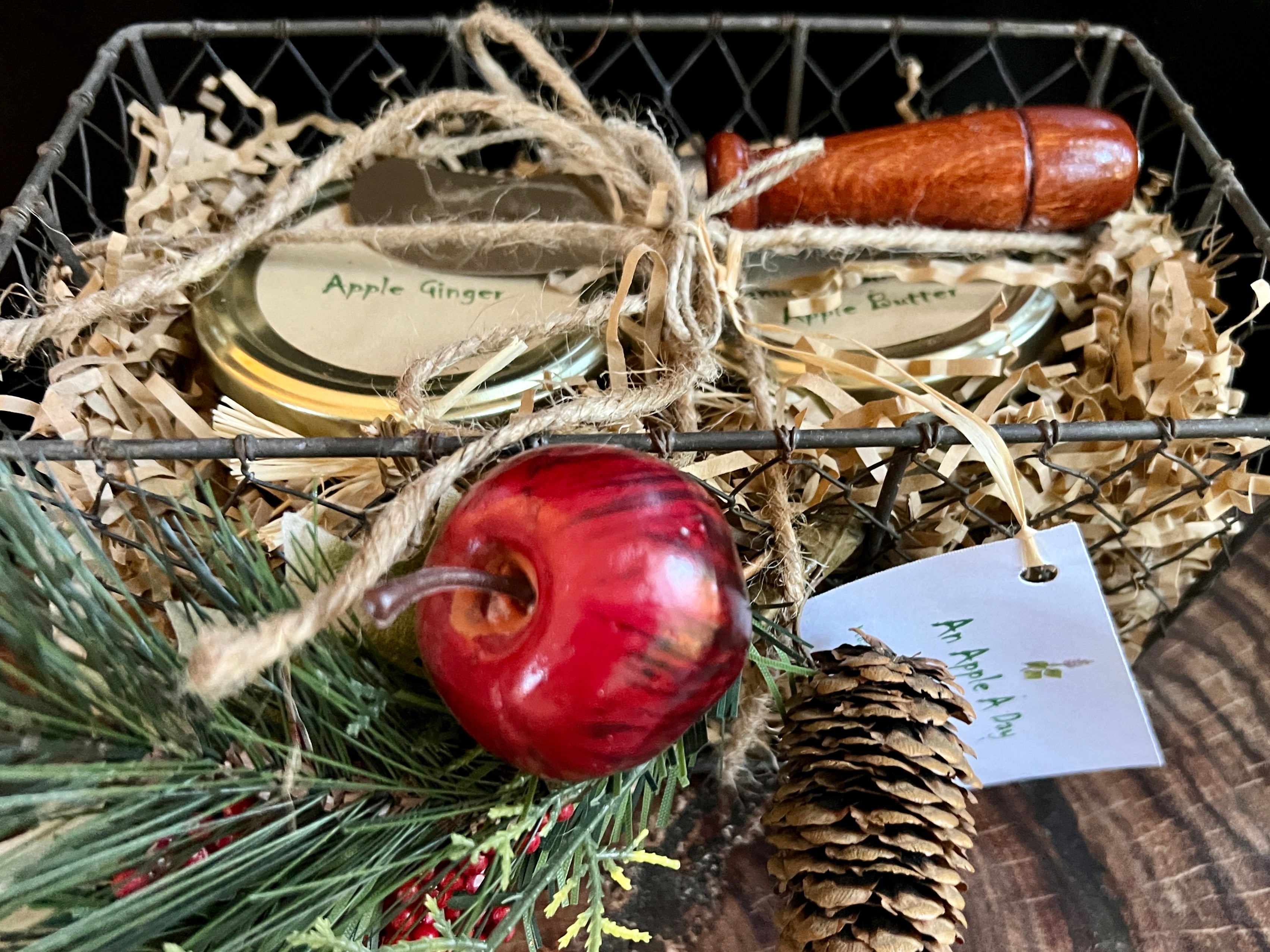 An Apple A Day Wire Gift Crate